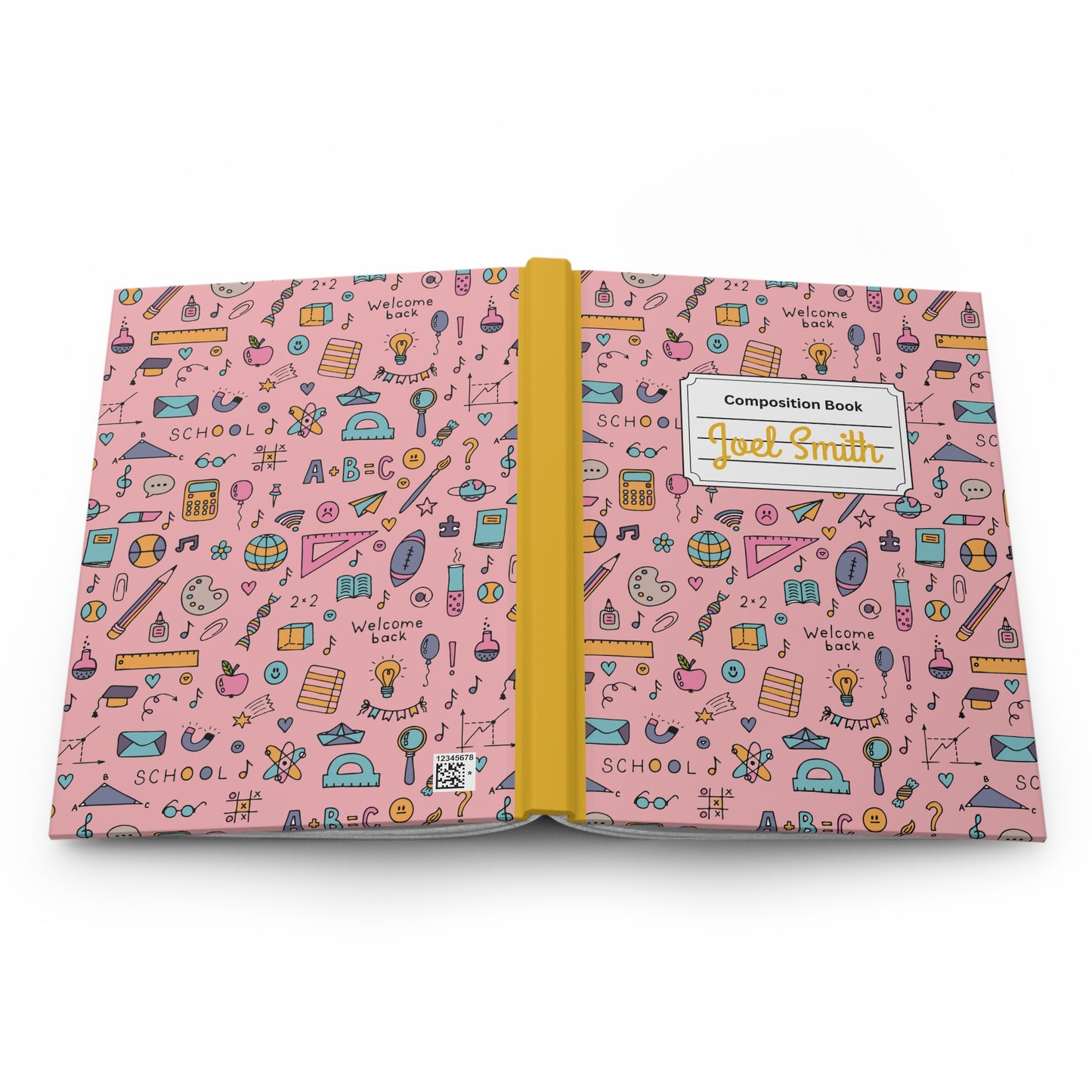 Custom Pink Chalkboard Chic Composition Book Inspired Ruled Hardcover Journal for Kids, Fun School Notebook, Customizable Composition Book, Back to School Gift, Learning Organizer