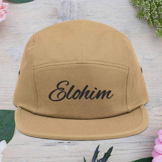Embroidered 'ELOHIM, GENESIS 1:1' 5 Panel Cap, Trendy Hat, Outdoor Gear, Streetwear Accessory, Unique Gift, Fashion Statement