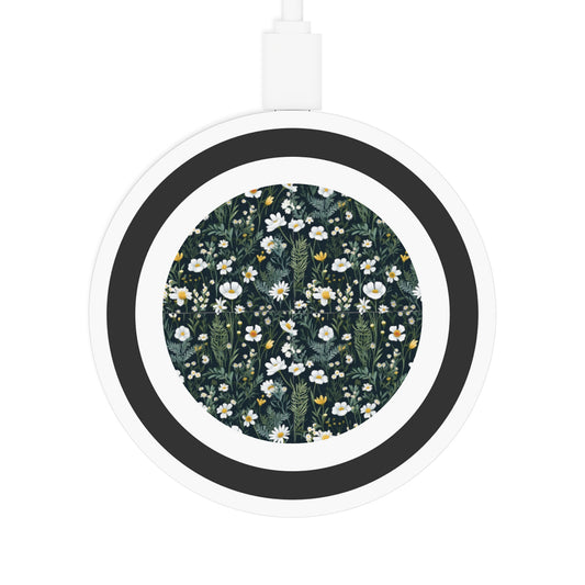 Daisy Delight Floral Design Wireless Charging Pad - Quake Pattern for Home & Office.