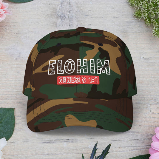 Classic Embroidery Dad Cap with 'ELOHIM, GENESIS 1:1' - Faith-Based Hat, Casual Wear, Gift for Dad, Christian Accessory, Summer Fashion