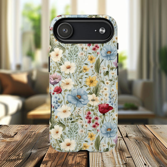 Meadow Whispers Tough iPhone Magnetic Case, Durable iPhone Protection, MagSafe Compatibility Phone Gift for Her, Spring Vibes, Modern Floral Design, Unique Gift Idea