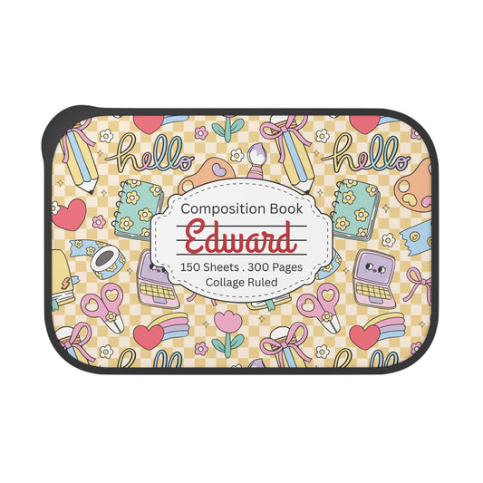 Personalized Doodle Daydream Composition Book Inspired Bento Box, Fun Lunch Container, School Lunch, Meal Prep, Kids' Utensils, Back to School, Child's Lunchbox