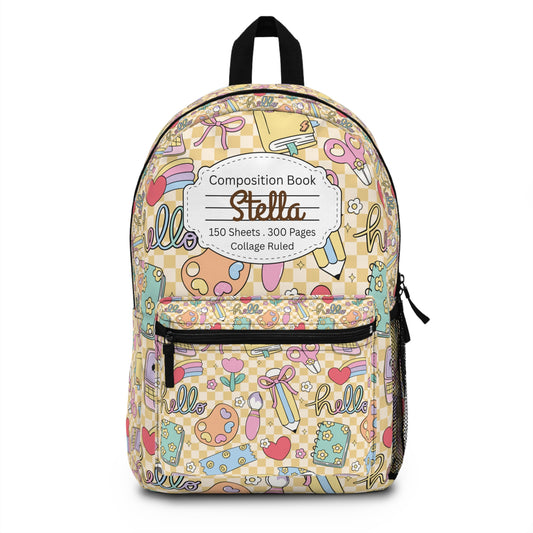 Personalized Doodle Daydream Composition Book Inspired Backpack for Students, Fun School Bag, Back to School Essentials, Notebook Print Backpack, College Student Gift