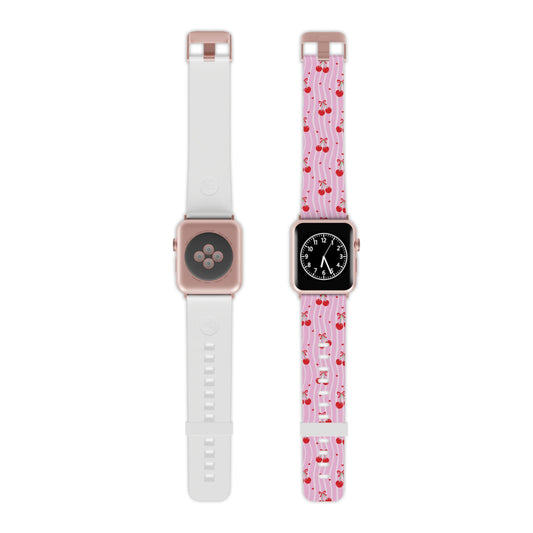 Cherry Blossom Dreams Apple Watch Band — Pink Retro Cherry Silicone Strap
