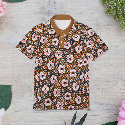 Midnight Ember Bloom Unisex Polo Shirt, Vibrant Summer Apparel, Casual Fashion, Men's & Women's Gift, Tropical Vacation Wear, Garden Party Outfit