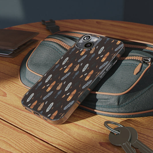 Whispering Feathers Clear Silicone iPhone Cases