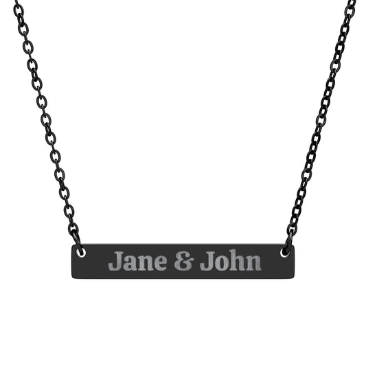 Engraved Horizontal Bar Necklace — Personalized Name Bar Necklace (Custom Name)
