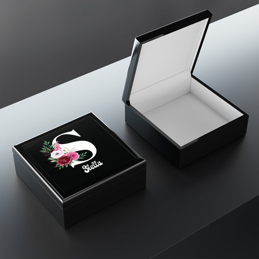 Personalized Floral Monogram Jewelry Box — Custom Name & Initial