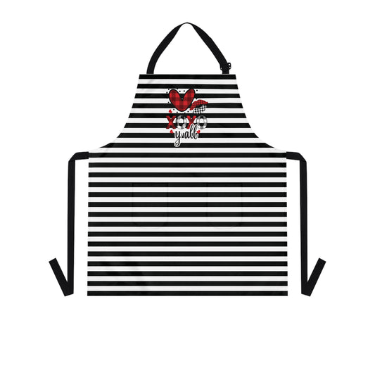 Striped Love You Grilling Apron with Tie Straps (AOP).