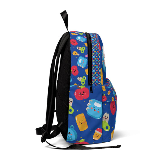 Personalized Blue Kawaii Composition Book Inspired Colorful Kids' Backpack, School Bag, Fun Pattern Backpack, Cute Child's Rucksack, Composition Backpack, Unique School Supplies