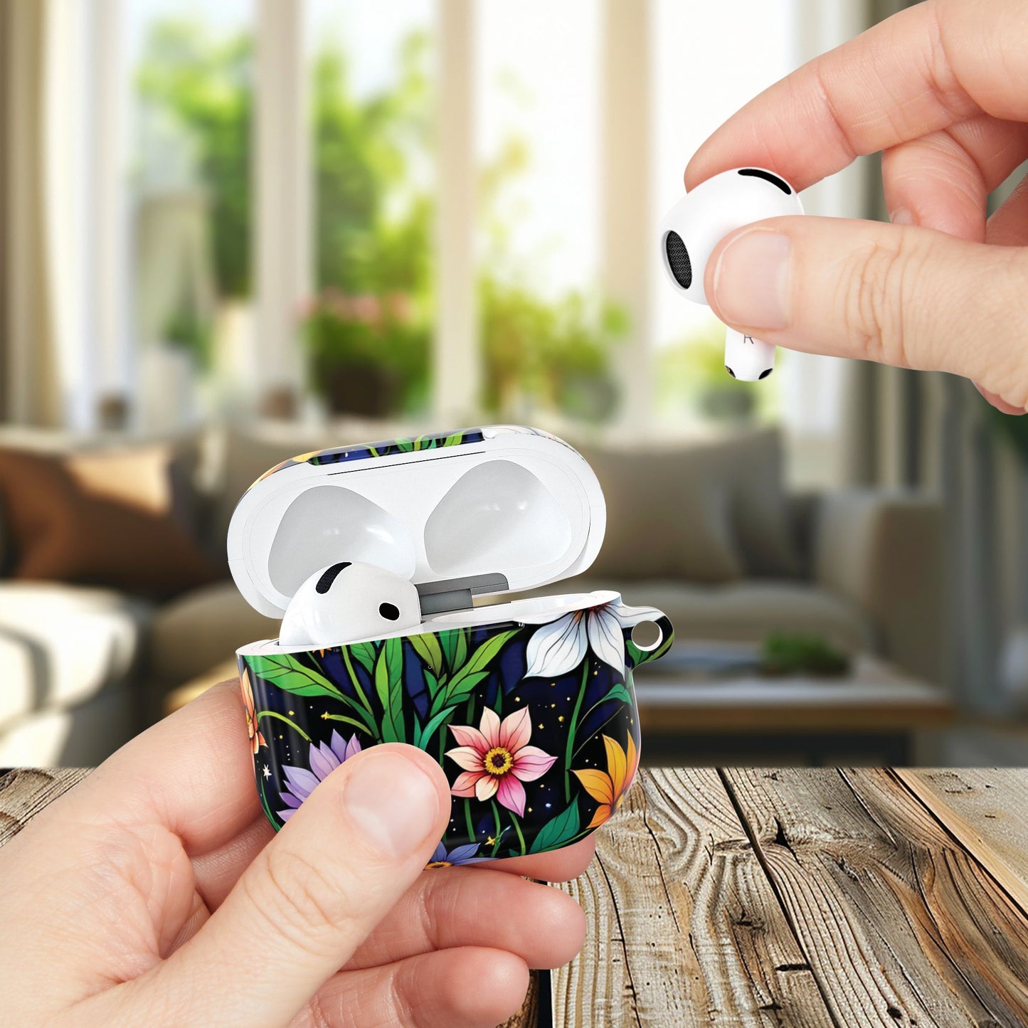 Flower Garden Stained Glass AirPod Case — Colorful Garden Protective Cover- Airpods Pro Gen 1 and 2, Gen 1 to 4.