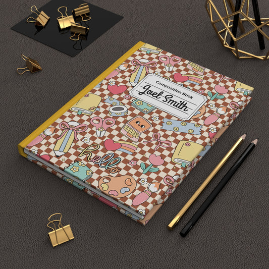 Custom Brown Doodle Daydream Composition Book Inspired Ruled Hardcover Journal for Kids, Fun School Notebook, Customizable Composition Book, Back to School Gift, Learning Organizer