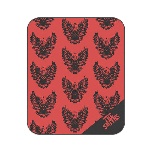 Eagle Pattern Picnic Blanket — Red & Black Outdoor Blanket with Custom Corner Name