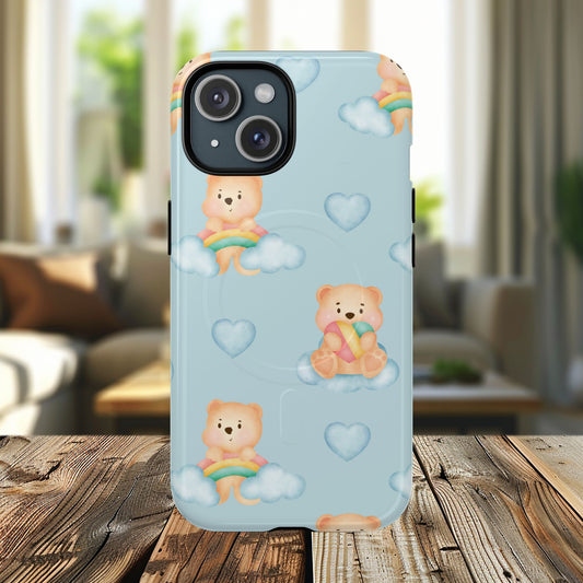 Cute Bear Magnetic iPhone Case, Kid-Friendly iPhone Cover, Stylish Cell Accessory, Gift for Kids, Durable Design for Any Occasion