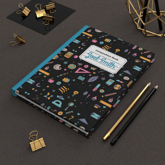 Custom Chalkboard Chic Composition Book Inspired Ruled Hardcover Journal for Kids, Fun School Notebook, Customizable Composition Book, Back to School Gift, Learning Organizer