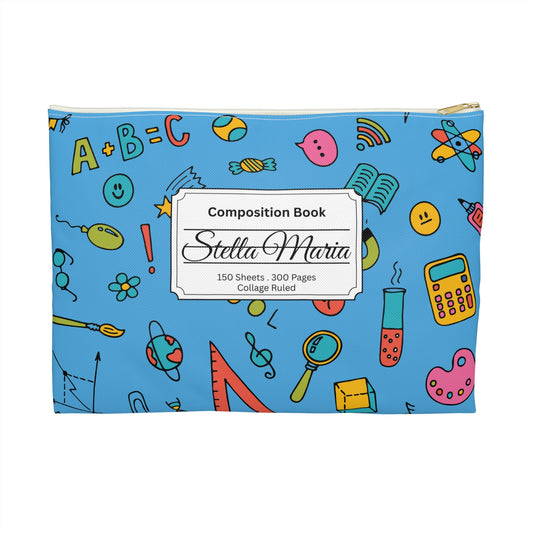 Personalized Classroom Couture Composition Book Inspired Accessory Pouch, Kids School Supplies, Classroom Organizer, Teacher Gift, Fun Stationery Case, Back to School