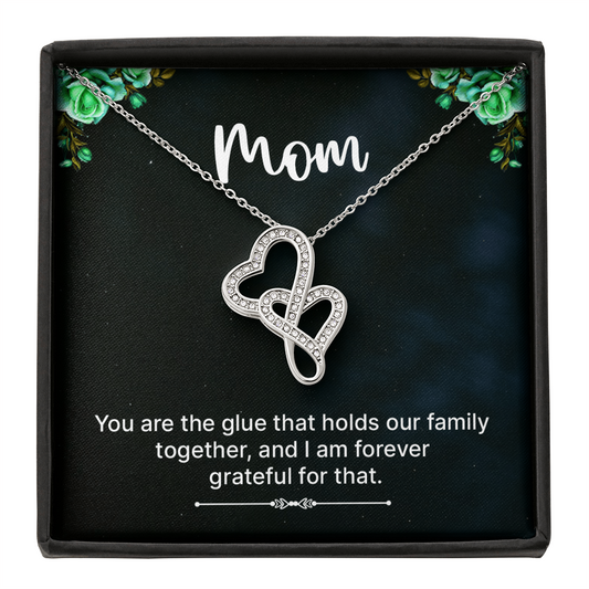 Interlocking Heart to Heart Pendant Necklace- A Beloved Gift for a Mom/Wife.