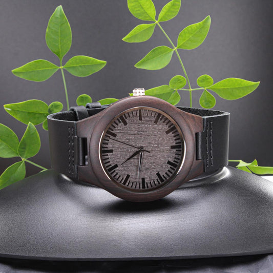 DAD MY HERO Engraved Message Wooden Watch a Gift for Dad/Father.