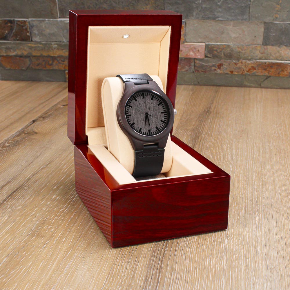 DAD MY HERO Engraved Message Wooden Watch a Gift for Dad/Father.
