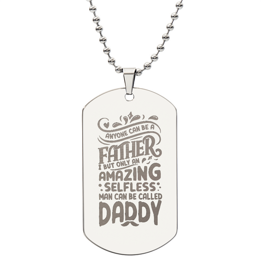 Personalized Dad Engraved Dog Tag Necklace- A Gift for Fathers/Sons.