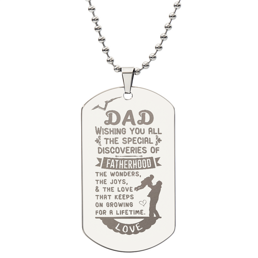 Personalized DAD Engraved Dog Tag Necklace- A Gift for Fathers/Sons.
