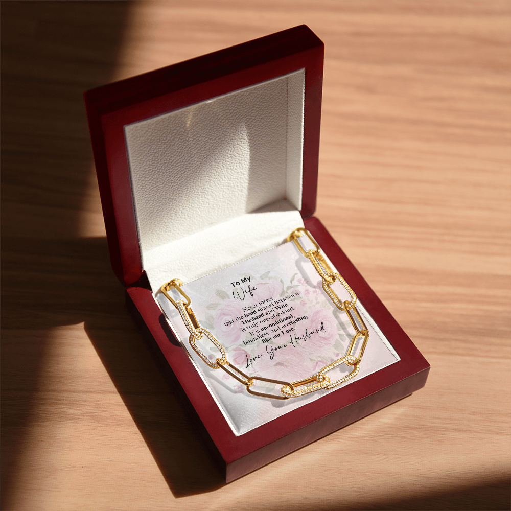 To My Wife, CZ Paperclip Chain Necklace- a Gift for a Wife/Soulmate.