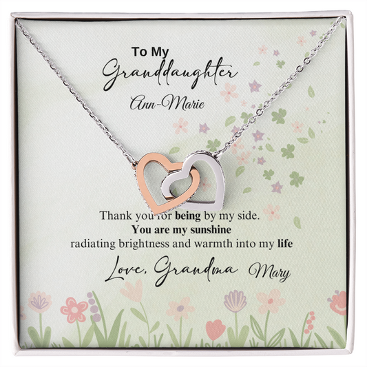 Personalized Granddaughter Interlocking Heart Necklace a Gift for a Granddaughter