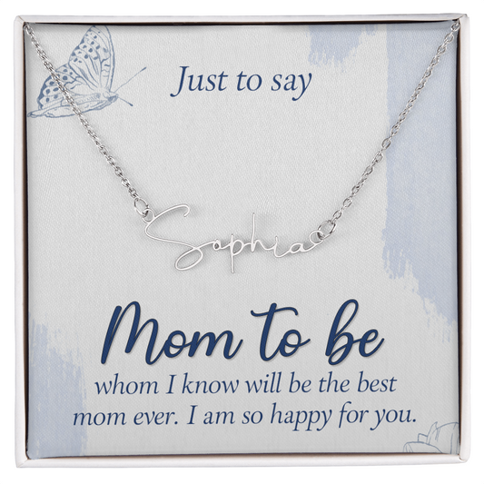 Personalized Signature Name Necklace for Mom to Be, a Perfect Gift for Mother's Day/Birthdays.