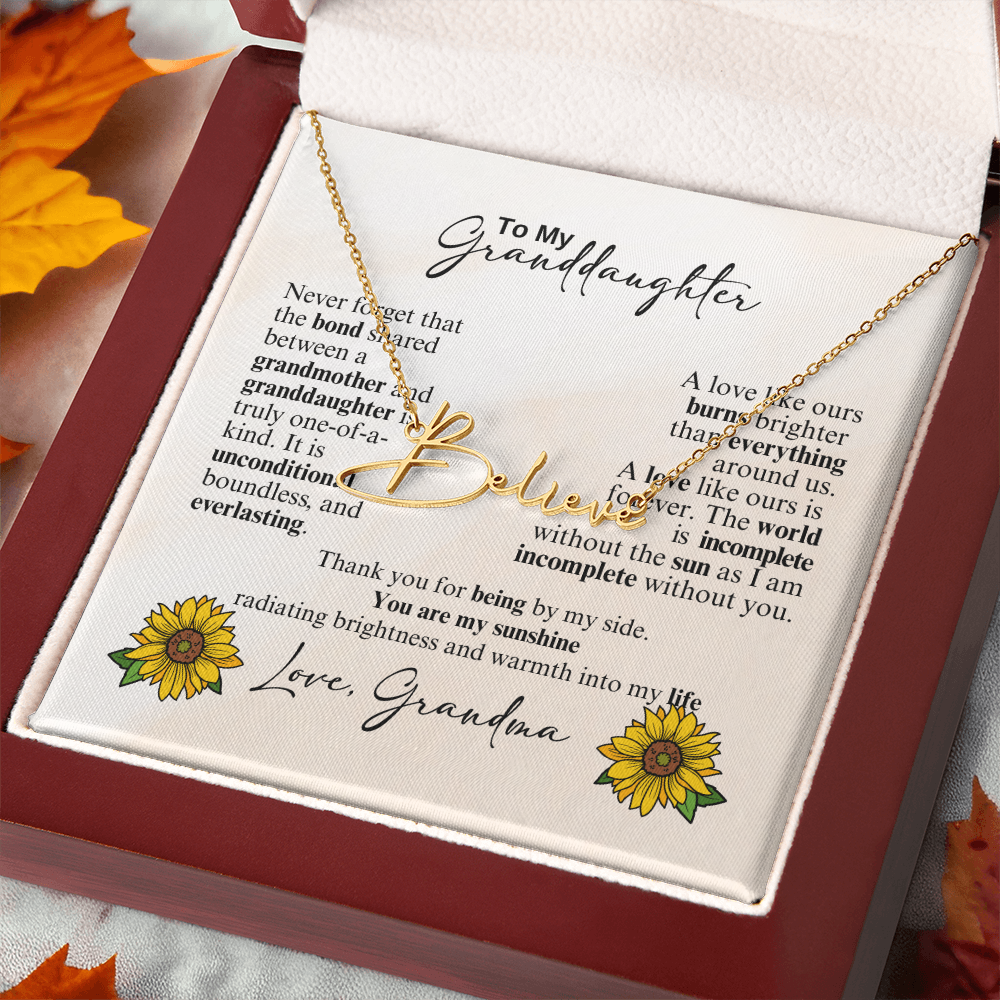 Custom Signature Style Name Necklace - a Gift from Grandmother to Granddaughter.