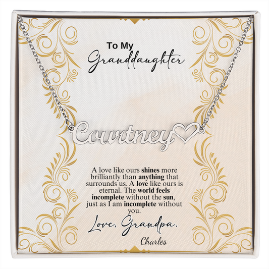 Custom Heart Name Necklace- a Gift for a Granddaughter.