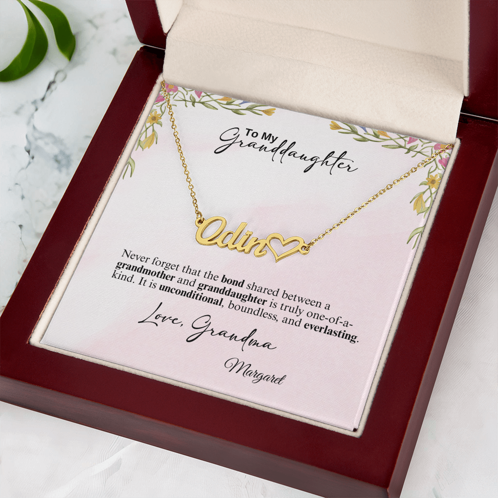 Personalized Heart Name Necklace- A Beloved Gift for a Granddaughter from a Grandmother.