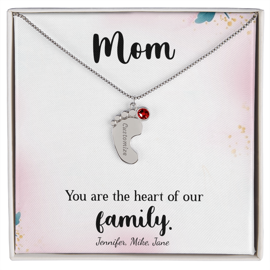 Custom Baby Feet Necklace with Birthstone, a Perfect Gift for Mother's Day/Birthdays.