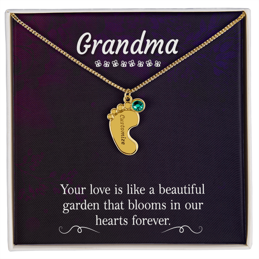 Custom Baby Feet Necklace with Birthstone Mom, a Perfect Gift for Mother's Day/Birthdays.