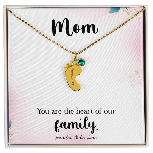 Custom Baby Feet Necklace with Birthstone, a Perfect Gift for Mother's Day/Birthdays.