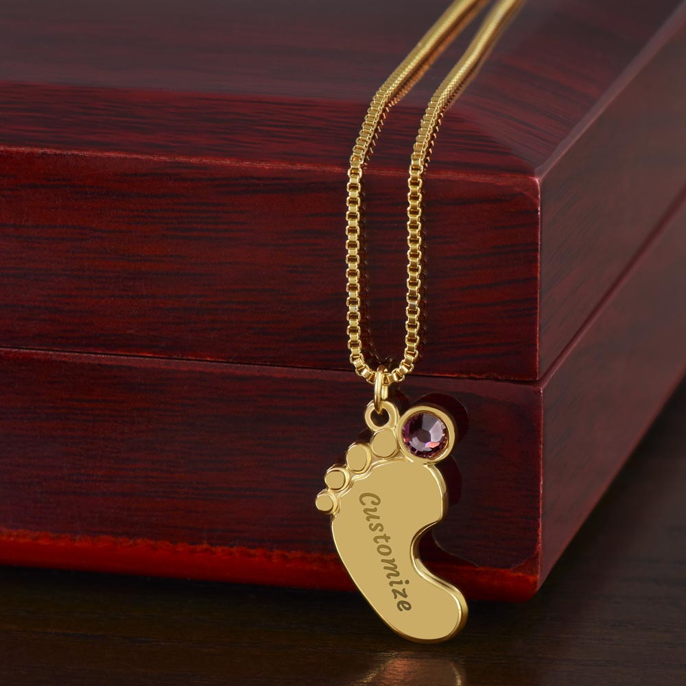 Custom Baby Feet with Birthstone- A Gift for Grandma for Mother's Day/ Birthdays.