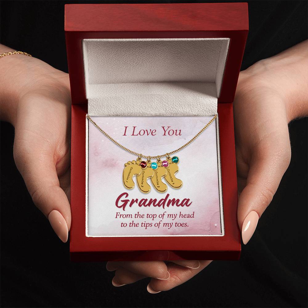 Custom Baby Feet Necklace with Birthstone Mom, a Perfect Gift for Mother's Day/Birthdays.