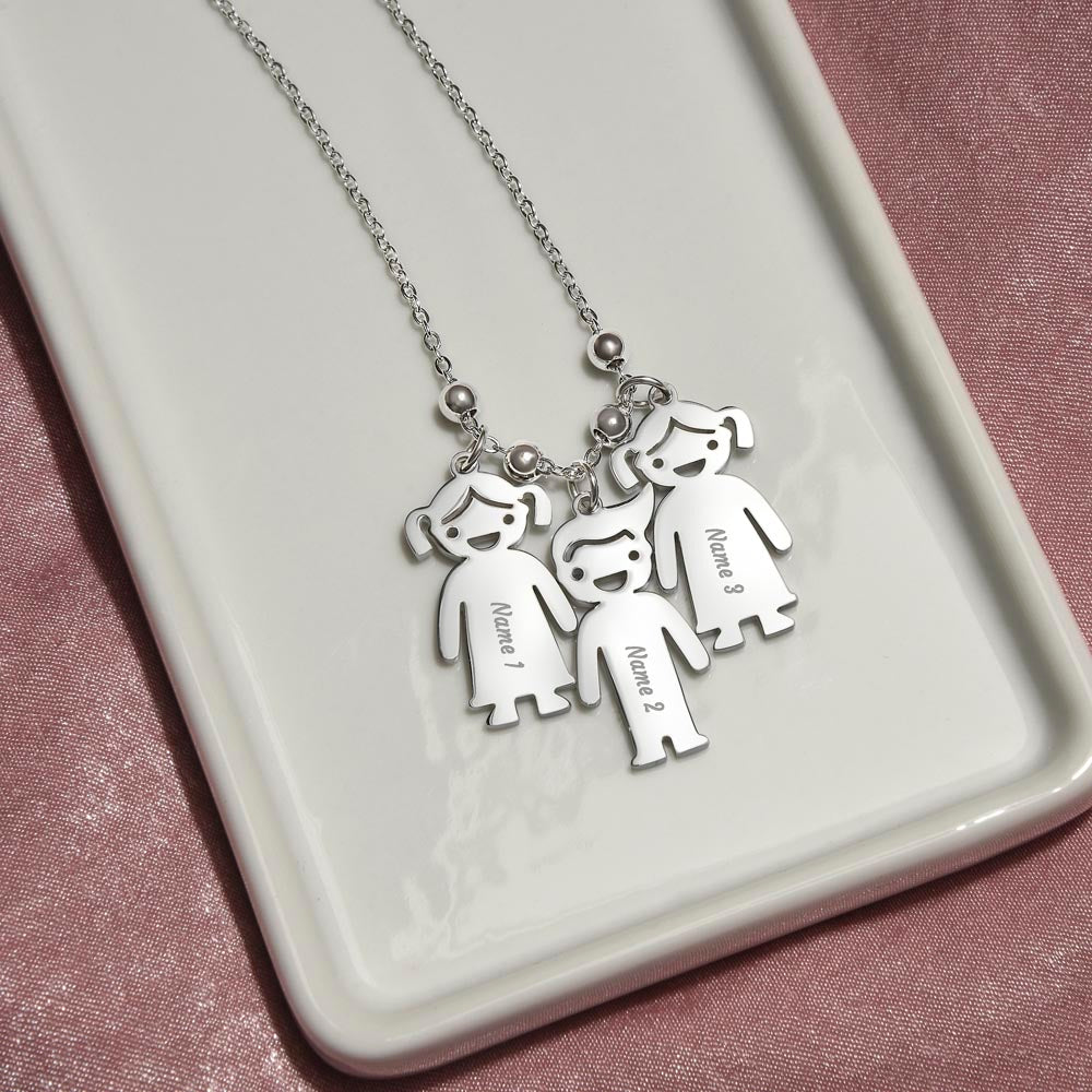 Engraved Kids Charm Necklace- A Gift for Grandma for Mothers Day/ Birthdays.