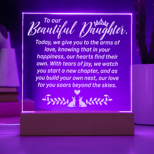 To Our Daughter-Engraved Acrylic Square Plaque Bridal Gift for a Daughter/Sister