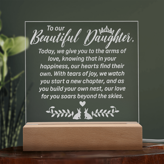 To Our Daughter-Engraved Acrylic Square Plaque Bridal Gift for a Daughter/Sister