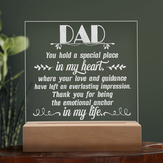 To Dad Engraved Acrylic Square Plaque- a Gift for a Father/Dad.