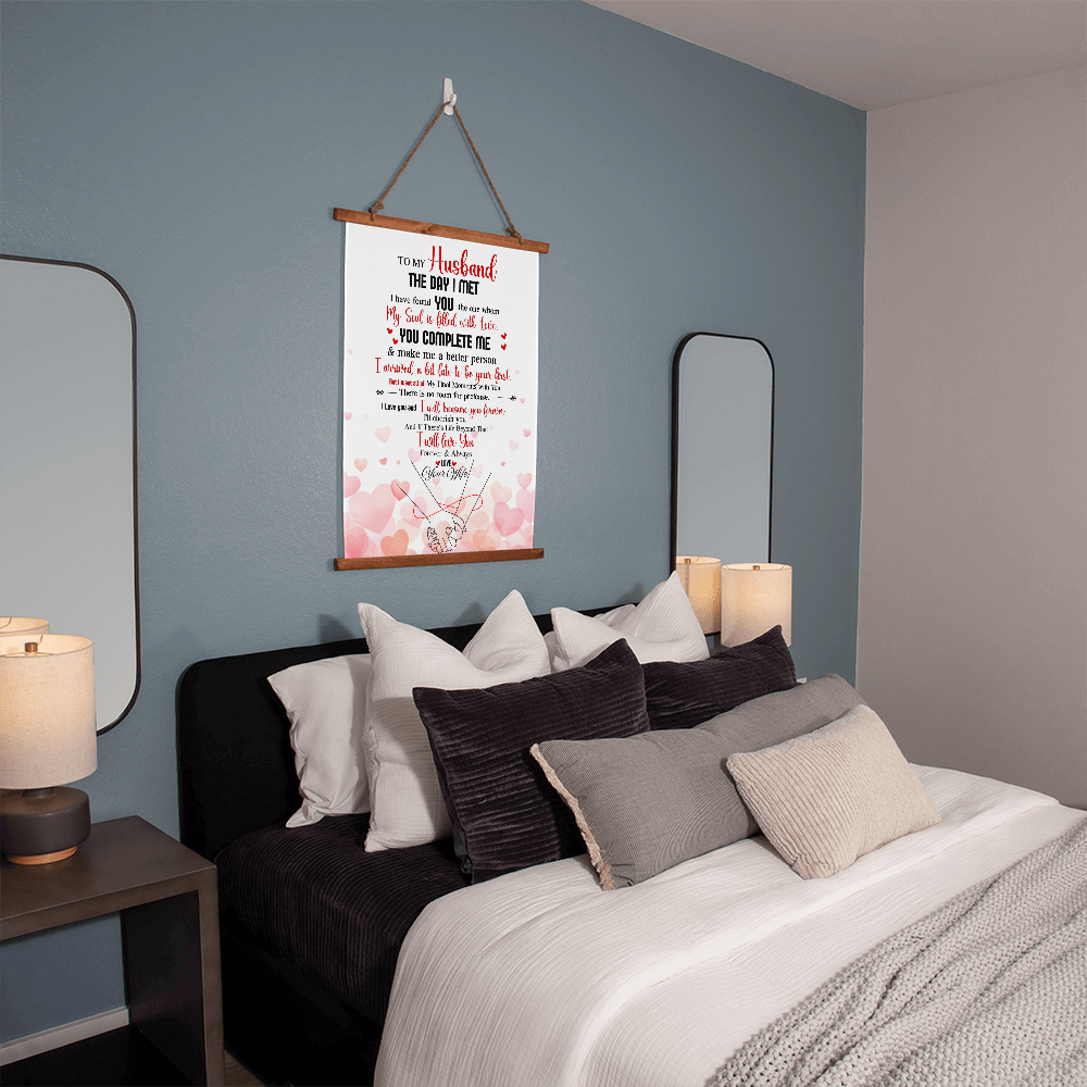 “To My Husband – You Complete Me” Wood Framed Wall Tapestry Hanging Canvas- a Gift for a Husband