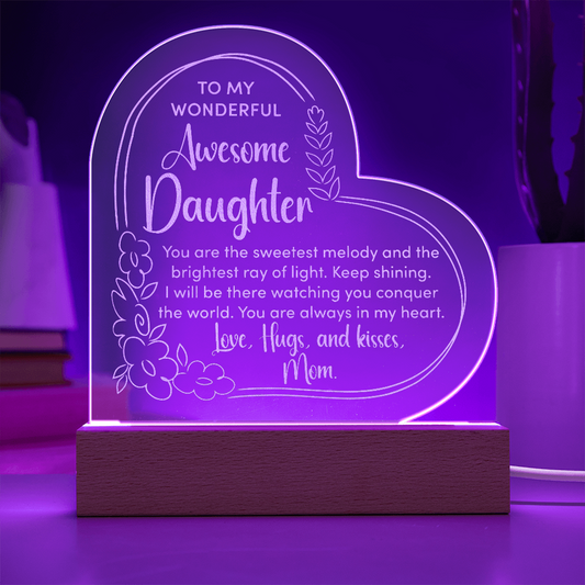 Awesome Daughter Engraved Acrylic Heart Plaque- a Gift for a Daughter