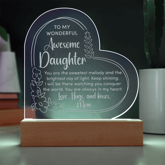 Awesome Daughter Engraved Acrylic Heart Plaque- a Gift for a Daughter