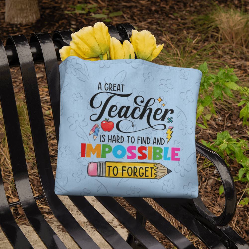 A Great Teacher Classic Blue Tote Bag- a Gift for Teachers/Fathers/Mothers/Sons/Daughters.