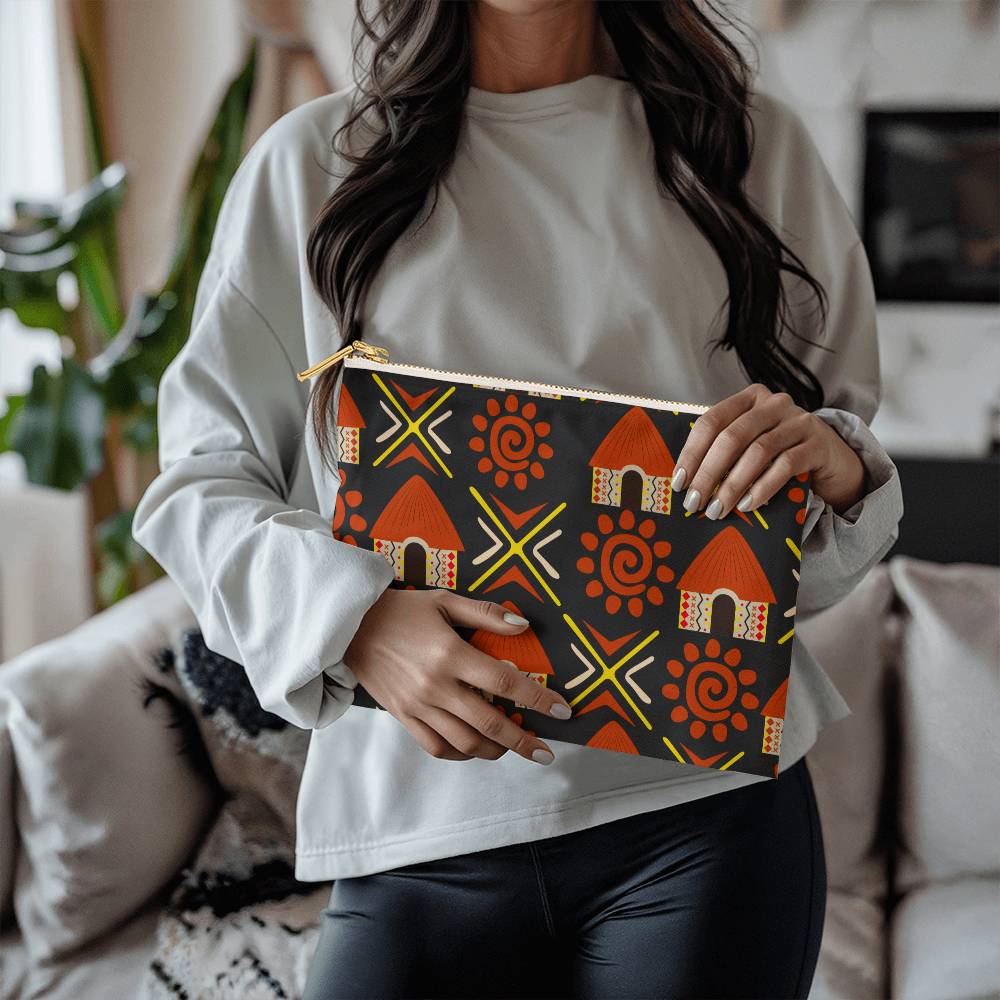 Large Tribal Huts Accessory Pouch for Mothers/Girlfriends/Sisters