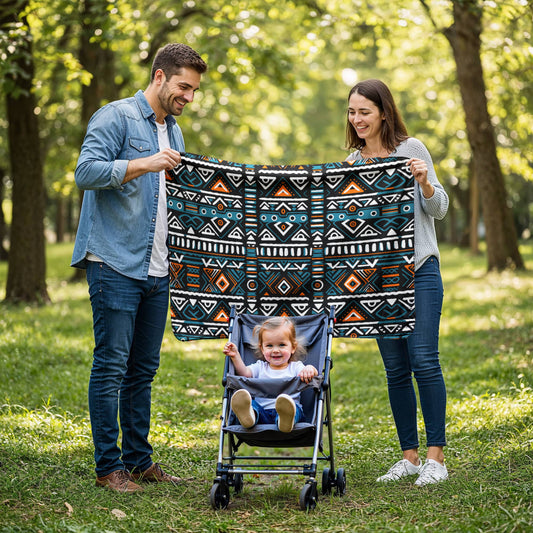 Geometric Sherpa Fleece Blanket a Gift for Son/Father/Mother.