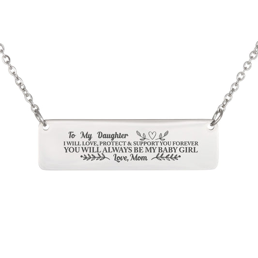 To My Daughter Horizontal Bar Necklace