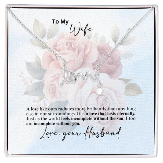 To My Wife, CZ Paperclip Chain Necklace- a Gift for a Wife/Soulmate.