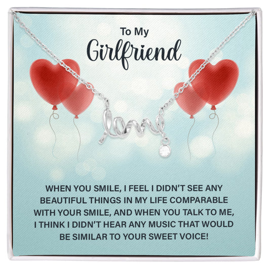 Scripted Dainty Love Necklace a Gift for a Girlfriend.