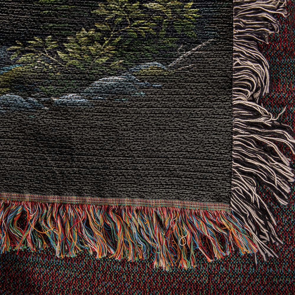 A Bear Illustration Heirloom Woven Blanket.